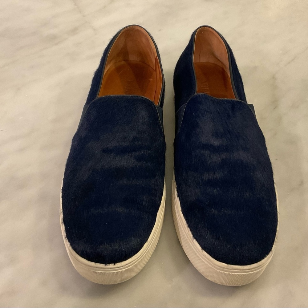 Vince Navy Blue Slip On Pony Hair Sneakers size 9